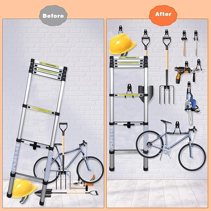 32 Pack Garage Hooks Heavy Duty,Utility Steel Wall Mount with Anti-Slip Coating Hanger & Organizer for Bulk Items,Bikes,Ladders,Power Tools,Ropes,and More Equipment