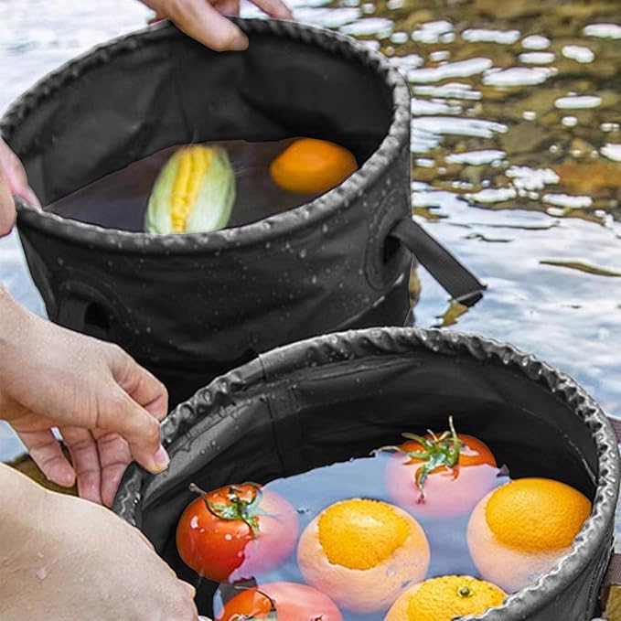 Baiao Collapsible Bucket 5 Gallon, Portable Collapsible Bucket with Handle, Folding Water Container for Fishing Camping Beach Hiking Home Travel Car Washing(Black 20L)-NeatNest