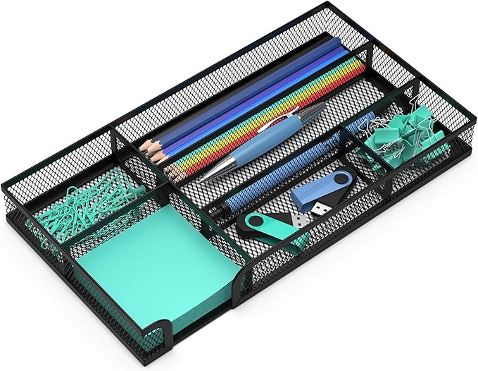 Desk Drawer Organizer, Small Metal Mesh Drawer Organizer Tray, Office Pencil Drawer Organizer Accessories for Desktop, Bathroom, Kitchen, Makeup, Vanity-NeatNest