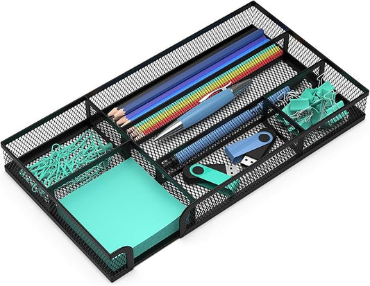 Desk Drawer Organizer, Small Metal Mesh Drawer Organizer Tray, Office Pencil Drawer Organizer Accessories for Desktop, Bathroom, Kitchen, Makeup, Vanity-NeatNest