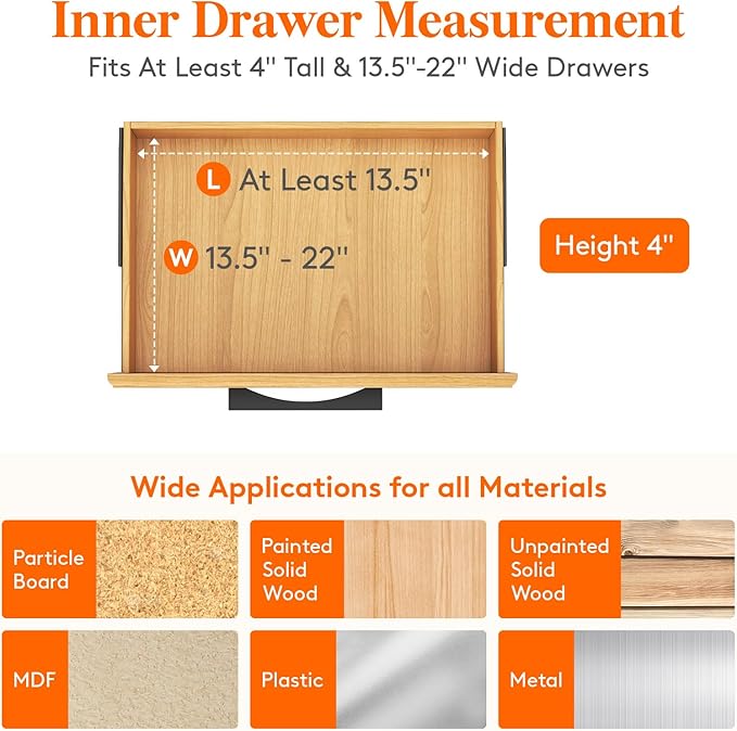 Lifewit 12 Pack Drawer Dividers Plastic 4" High, 13.5-22" Adjustable Drawer Organizers for Clothes, Expandable Dresser Separators in Bedroom/Bathroom/Kitchen/Fridge/Office Organization and Storage-NeatNest