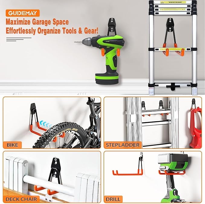 32 Pack Garage Hooks garage organization Steel Heavy Duty Garage Storage Hooks Utility Steel Wall Mount Garage Hanger &Organizer for Bikes,Garden Tools, Ladders, Bulk Items Ropes and More Equipment