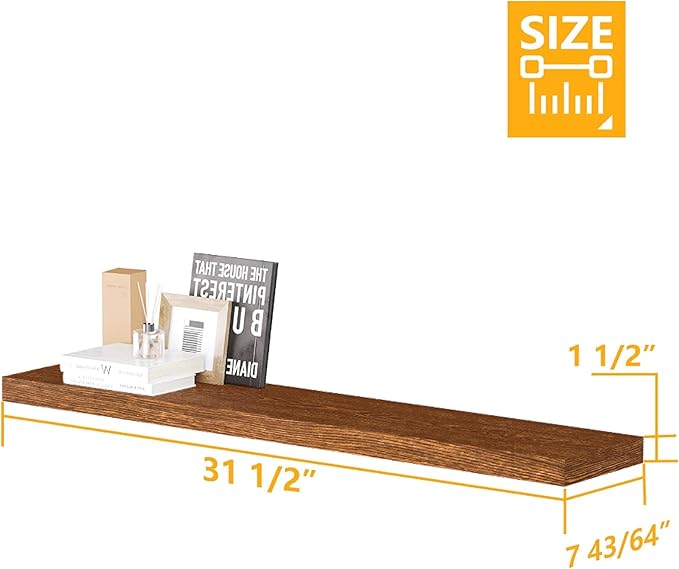 BAMEOS Floating Shelves, American Oak Wall Mounted Wooden Shelves with Invisible Brackets Set of 3, Hanging Wall Shelves Decoration for Bedroom, Bathroom, Living Room and Kitchen-NeatNest