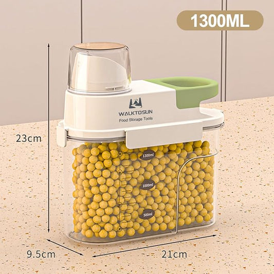 Cereal Containers Storage with Pour Spout Airtight Kitchen and Pantry Organization Canisters for Dry Food Nuts Flour and Sugar Container BPA Free Food Dispenser 1300ml (Green-2pcs)-NeatNest