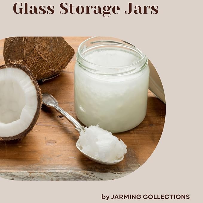 JARMING COLLECTIONS Mason Jars 16 Oz EXTRA WIDE MOUTH Jars with Lids - Glass Storage Jar 16 oz - with 2 (BPA Free) Plastic Storage Lids - Made in the USA (2 White Dome Plastic Lids)