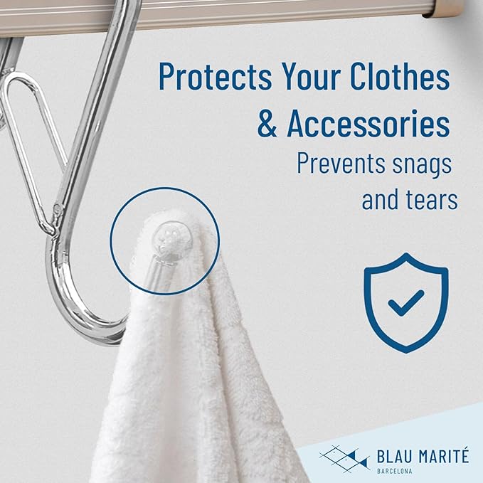 10-Pack Metal S Hooks for Hanging β Heavy-Duty S-Shaped Hooks with Safety Buckle β Fits Bars up to 0.6 In β Anti-Drop Hook for Kitchen, Pot Racks & Towel Bars β Silver (Small)-NeatNest
