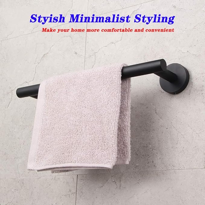 GERZ Contemporary 12-Inch Towel Bar Bath Hand Towel Holder SUS 304 Stainless Steel Wall Mounted Bathroom Organizer Matte Black AG1101C30.5-BK