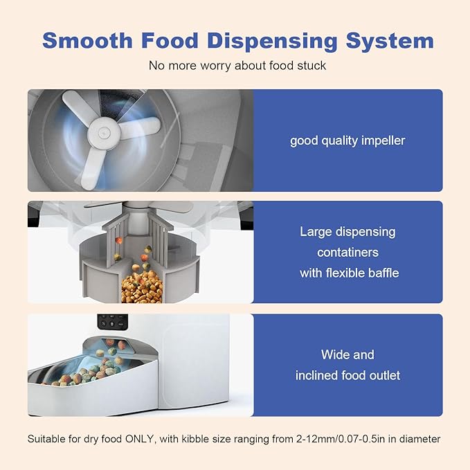Automatic Cat Feeder, 6L Cat Food Dispenser with 10s Voice Recorder, Pet Feeder up to 8 Meals per Day, Timed Feeder with Dry Food Sealed Ring (Jade White, 6L)-NeatNest