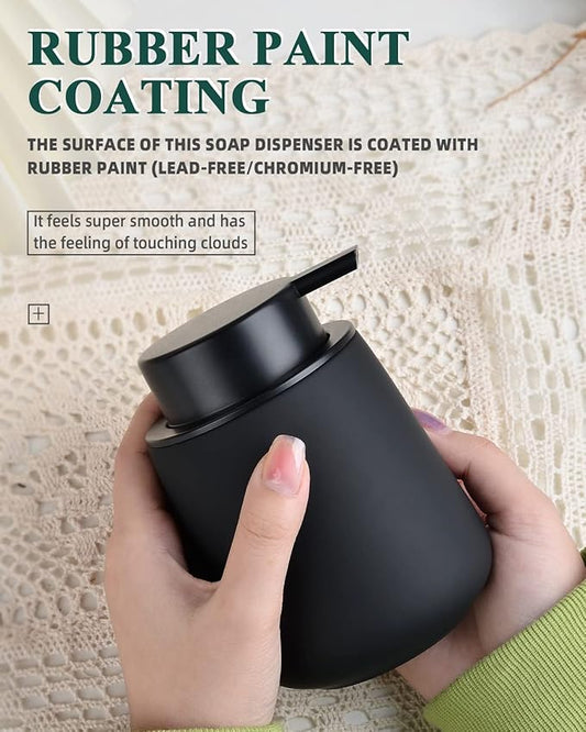 BosilunLife Black Soap Dispenser - Ceramic Dish Soap Dispenser for Bathroom 12ounce Refillable Liquid Hand Dispenser for Essential Oil, Lotion Dispenser with Pump (Rubber Paint)-NeatNest