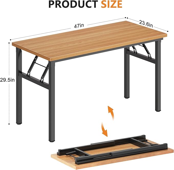 DlandHome 47 inches Folding Table Computer Desk Portable ActivityTable Conference Table Home Office Desk, Fully Assembled Teak DND-ND5-120TB1-NeatNest