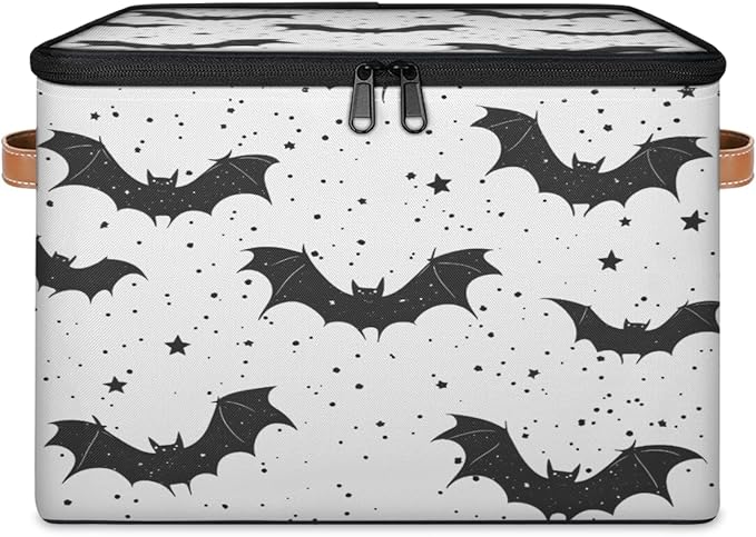 Bats Storage Bins with Lids, Halloween Fabric Storage Boxes with Zipper, Collapsible Decorative Closet Organizer Cube for Clothes,Organizing, Shelves-NeatNest