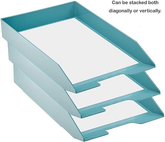 Acrimet Stackable Letter Tray Front Load, Letter Size, Plastic, Solid Green Color, 1 Unit-NeatNest