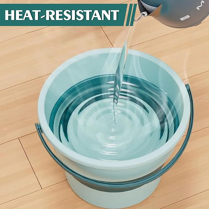 Collapsible Bucket 4.5 Gallon/17L Large Plastic Household Cleaning Mop Buckets Foldable Water Bucket for Car Wash Fishing Camping Beach (Green-Large)-NeatNest