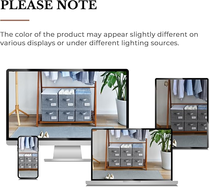 GRANNY SAYS Closet Organizers and Storage, Fabric Storage bins with Label Holder, Shelf Baskets for Organizing Bedroom, Decorative Storage Containers for Wardrobe, Dark Gray, 3-Pack