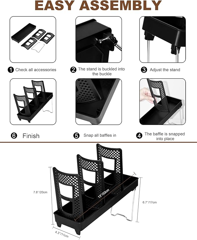 Coffee Cup Holder,Cup and Lid Dispenser with Stand,Disposable Cups Organizer,3 Slots,for Coffee Station,Bar,Office,Home,Restaurant,Breakroom,Countertop-NeatNest
