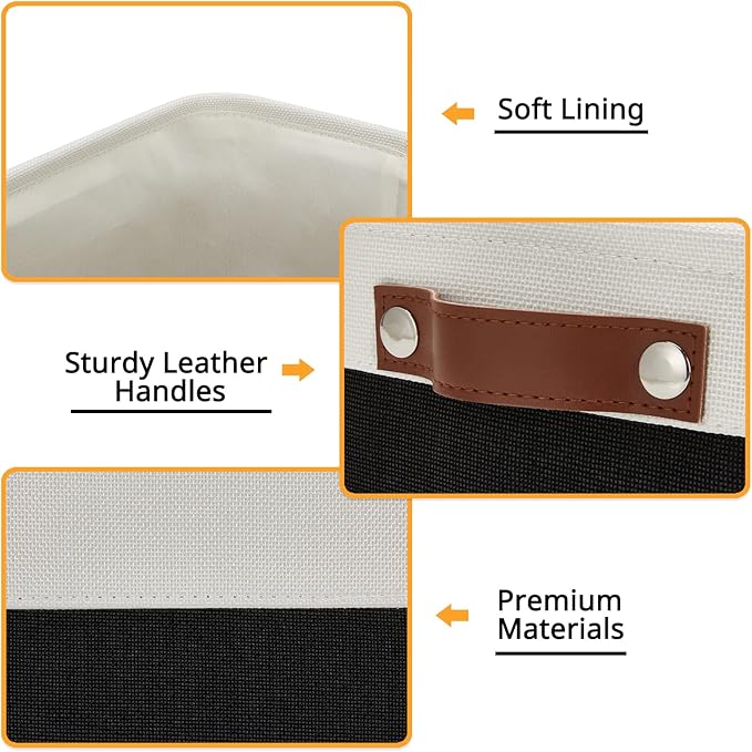 DULLEMELO Small Storage Bin, Collapsible Rectangular Fabric Basket for Organizing, Shelves, Closets, Nursery, Home, Office, Empty Gift Basket (White&Black)-NeatNest