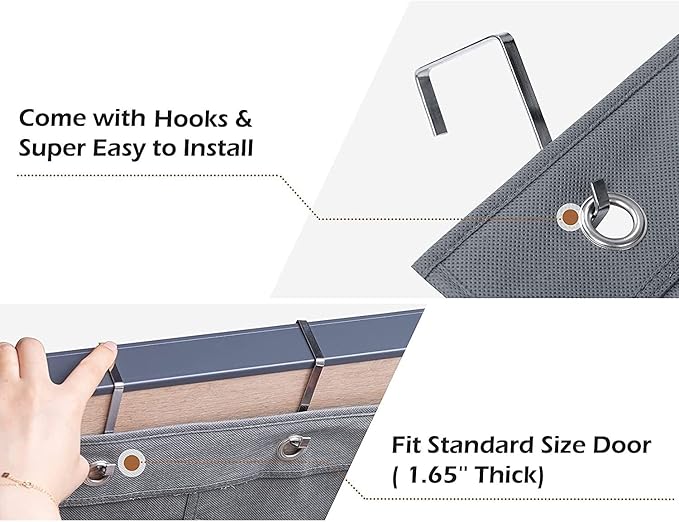 2 Packs Over The Door Hanging Closet Shoes Holder Organizer Shoe Storage Shoe Rack with 6 Pockets (Fabric Pockets)-NeatNest