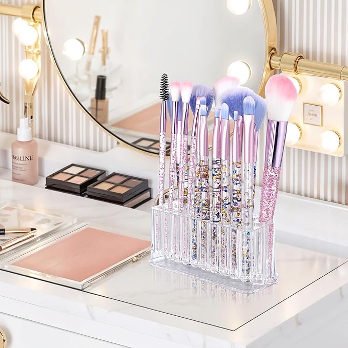 3 Pcs Clear Acrylic Makeup Eyeliner Lip Liner Holder Organizer, 26 Spaces Storage 20 Standard 6 Jumbo Cosmetic Pencil Makeup Display Case Refillable Container Clear Cosmetic Storage Display Holder-NeatNest