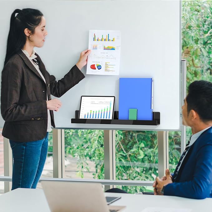 Carmanon Magnetic Book Shelf for Whiteboard, Reusable Acrylic Book Display Shelf with Strong Adsorption Capacity, Magnetic Book Holder for Classroom Refrigerator Office Teacher Kids, Black-NeatNest