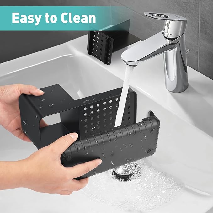 Toothbrush Holders for Bathrooms, Kids Electric Toothbrush and Toothpaste Holder, Toothbrush Organizer with Drainage, Tooth Brush Holder for Bathroom Countertop Organizer (Black)-NeatNest