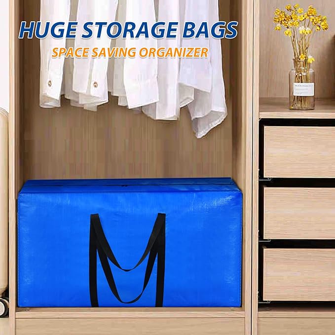 Extra Large Storage Bags, 98 Gallon XXL Jumbo Large Moving Bags Heavy Duty, Storage Totes Boxes Supplies for College, Foldable Duffle Bag for Travel, Christmas Tree Bag, 56x27x15inch - 1PACK