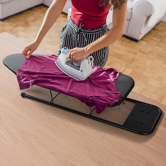 Duwee 12"×32" Table Top Ironing Board with Iron Rest,Small Ironing Board with Heat Resistant Cover,Thicken Felt Padding,Non-Slip Feet for Home, Laundry Rooms, Dorms