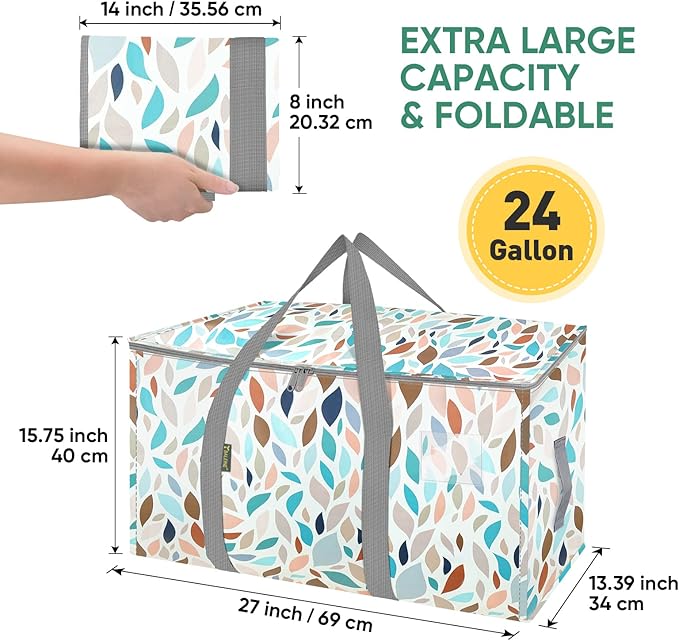 BALEINE 2-Pack Oversized Moving Bags with Reinforced Handles, Heavy-Duty Storage Tote for Clothes, Moving Supplies (Mosaic, 2-Pack)-NeatNest