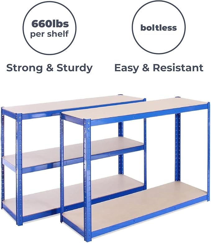 Garage Workbench & Shelving: 35 high x 47 Wide x 24 deep | Heavy Duty Racking Shelves for Storage, Black 2 Tier (660 bs Per Shelf), 1321 lbs Total Capacity|for Workshop, Shed, Office|5 Year Warranty