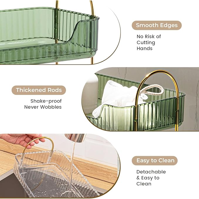 Aveniee Bathroom Counter Organizer, 2 Tier Perfume Skin Care Countertop Storage Shelf, Vanity Makeup Tray for Cosmetic Skincare Lotion,Green-NeatNest