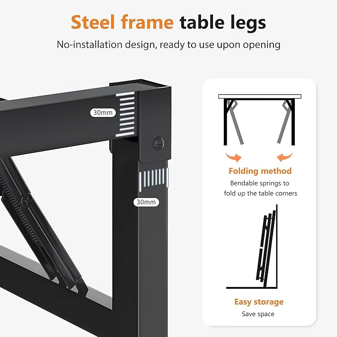 DlandHome Computer Desk Folding Table 39.4 inches Writing Desk for Small Space Study Table Laptop Desk No Assembly Required Teak&Black-NeatNest