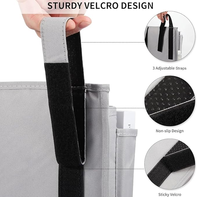 Bedside Caddy Storage Organizer Bunk Bed Oranizer Hanging Storage Bag for Crib Hospital Beds Dorm Rooms with 8 pockets (Grey)-NeatNest