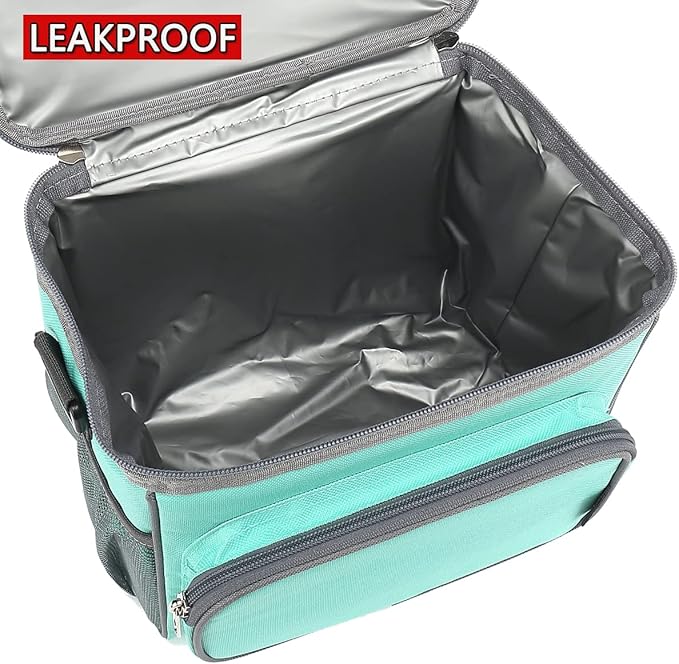 FlowFly Insulated Reusable Lunch Bag Adult Large Lunch Box for Women and Men with Adjustable Shoulder Strap,Front Zipper Pocket and Dual Large Mesh Side Pockets,Daisy-NeatNest