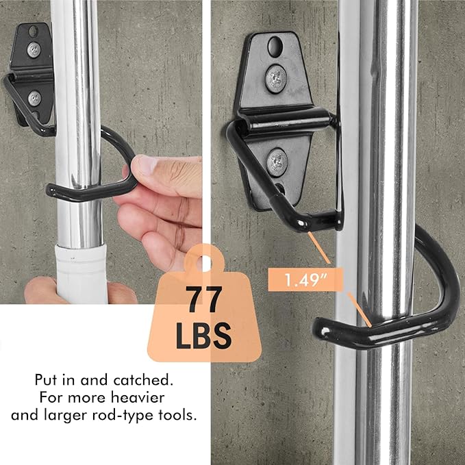 LIGHT DUST Broom Holder Wall Mount - 12 Pack Tool Hangers Garage Wall Hanging Organizer - Heavy Duty Metal Large S Hooks for Mop Shovel Rake Shed Garden Lawn Yard Handle Tools Organization (Black)-NeatNest
