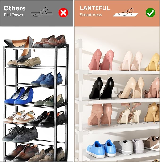 11 Tiers Tall Shoe Rack Holds 55 Pairs of Shoes with 18pcs Hooks Sturdy Wide Shoe Organizer Storage Free Standing Metal Shoe Shelf for Closet, Entryway White-NeatNest