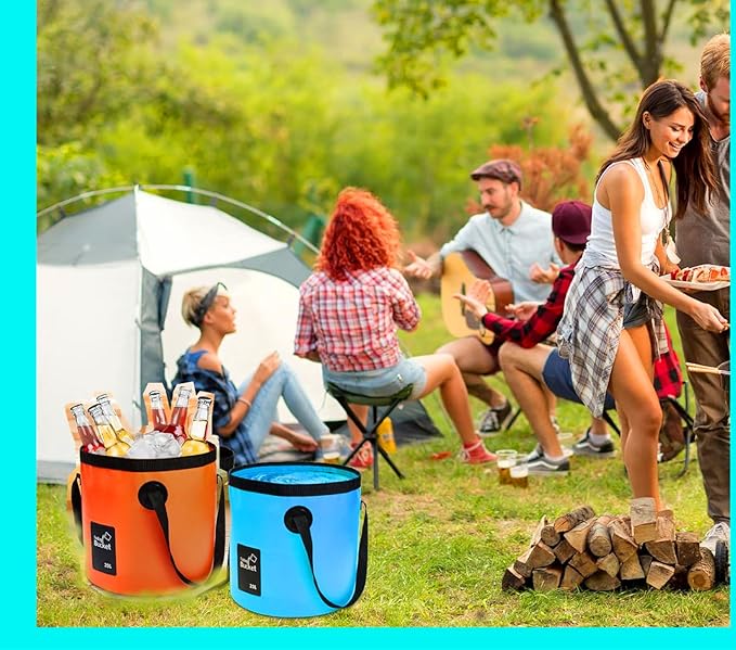 Collapsible Buckets, Camping Water Storage Container 5 Gallon(20L) Portable Folding Bucket Wash Basin-NeatNest