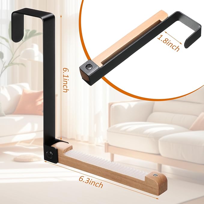 4 Pack Over The Door Hooks Folding Door Hangers with Rubber Portable Clothes Drying Rack Travel Hanging Coat Rack for Bathroom Bedroom Kitchen Laundry Clothing (Black)