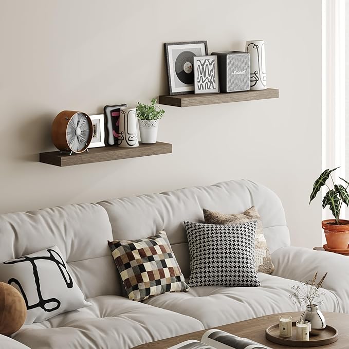 BAMEOS Floating Shelf, 24x6 Wall Shelf,Decor Wall Mounted Shelves,Hanging Shelf Set for Bathroom Kitchen Living,Kitchen,Room Bedroom Storage-NeatNest