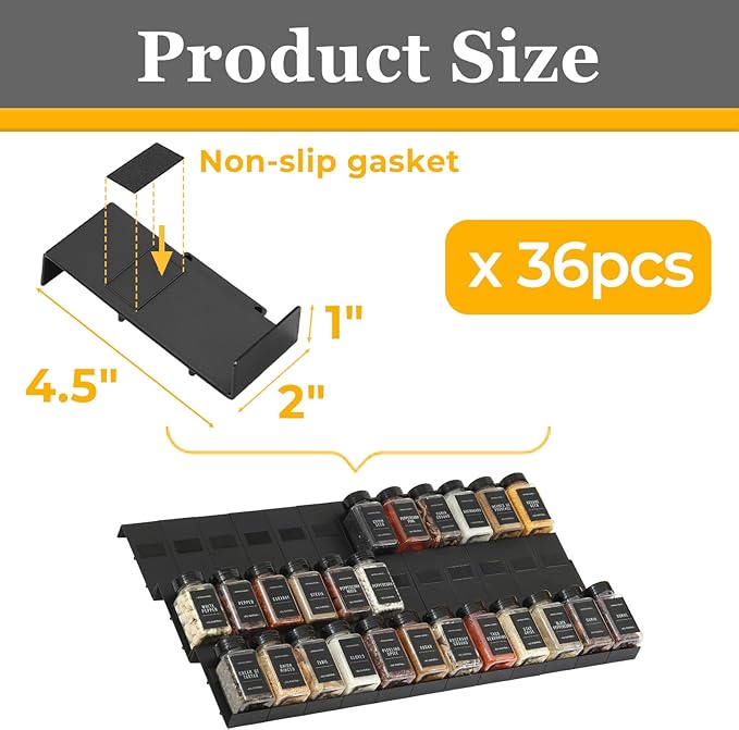 Famhap Spice Drawer Organizer, 36PCS Interlocking Expandable Seasoning Rack Tray Insert for Kitchen Drawers, Spice Rack Drawer for Spice Jars-NeatNest