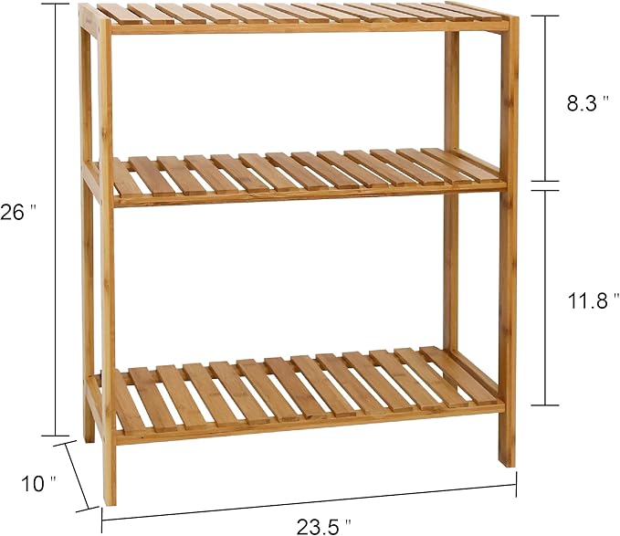 Bamboo Shelf Bathroom 3-Tier Storage Shelves Stand Rack Multifunctional Shelving for Bedroom Kitchen Living Room