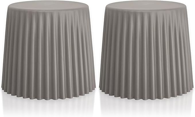 2xhome Set of 2 Modern Stackable Patio Stool | Versatile Coffee Table, Accent Ottoman, Dining Kitchen Chairs | Weather Resistant Plastic | Indoor Outdoor, Cafe Restaurant, Gray