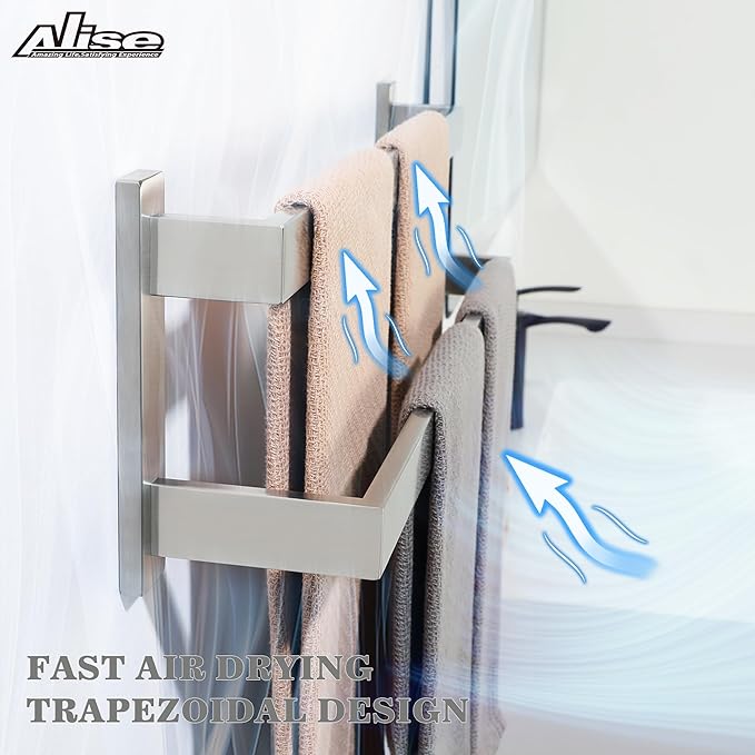 Alise Bath Double Towel Bars,Black Towel Holder Towel Racks for Bathroom Lavatory,Wall Mount Towel Hanger SUS304 Stainless Steel Towel Rail,GOY2800-LS Brushed Nickel 32 Inch
