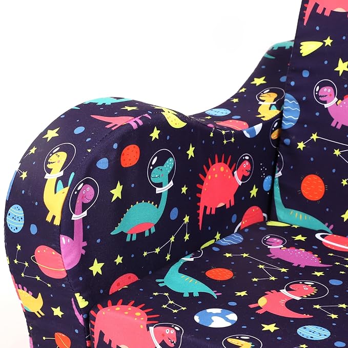 Dinosaur Kids Sofa, 2-in-1 Kids Couch Fold Out, Convertible Sofa to Bed for Girls and Boys-NeatNest