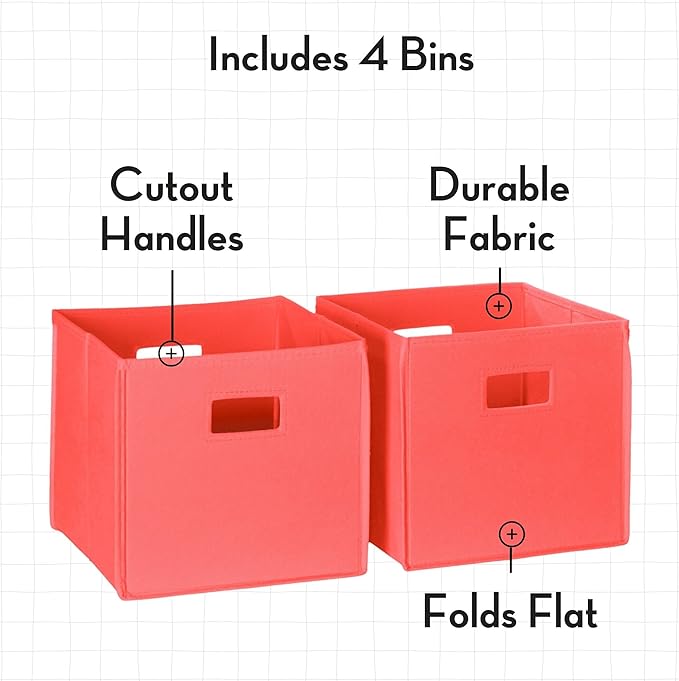 RiverRidge Folding Storage Bins with Handles Coral Cube Storage Organizer for Closet, Bedroom & Playroom - Closet Organizers and Storage Set of 4-NeatNest