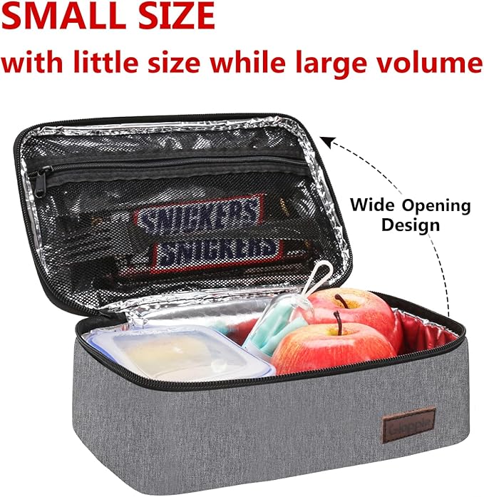 Gloppie Small Lunch Bag, Mini Lunch Box for Adults & Kids - CPC Certified, Food-Grade Lining | Portable Cooler for Work, School, Travel, (Grey)-NeatNest