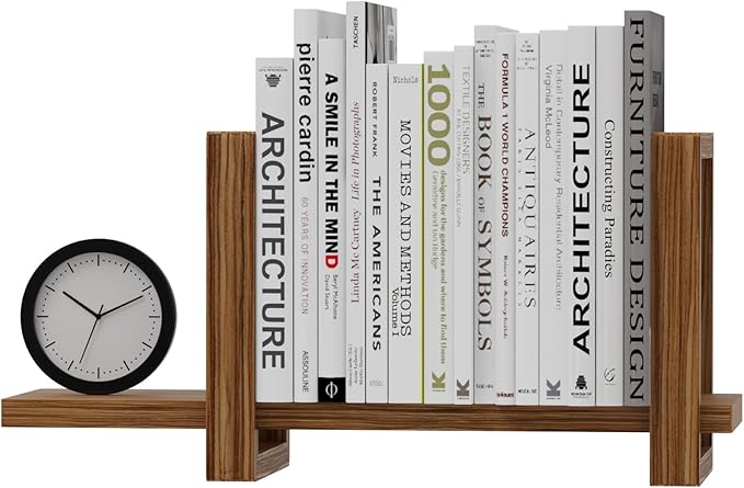 Adjustable Desktop Bookshelf, Retro Tabletop Bookshelf, Desk Shelf for Top of Desk in Living Room, Home, Office, Perfect for Magazine, Books, Cookbooks, No Tools Required to Assemble (Brown)-NeatNest