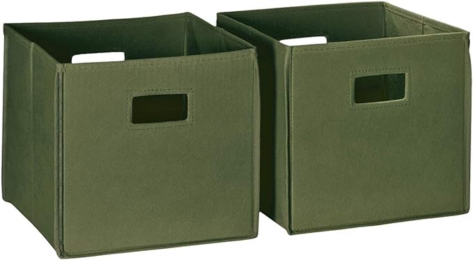 RiverRidge Folding Storage Bins with Handles Olive Cube Storage Organizer for Closet, Bedroom & Playroom - Closet Organizers and Storage Set of 2-NeatNest