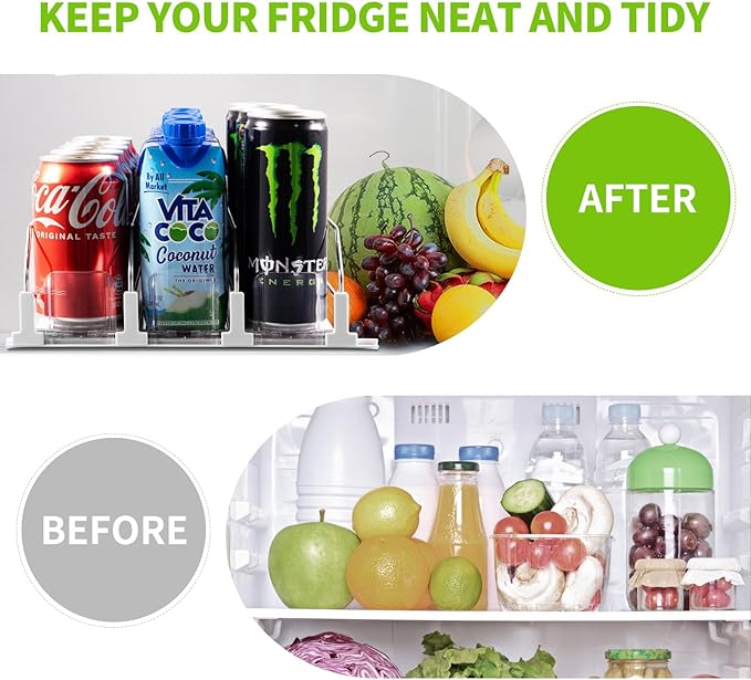 Drink Organizer for Fridge, Soda Can Dispenser for Refrigerator, Automatic Drink Dispenser for Fridge Holds up to 15 Cans, 3 Row