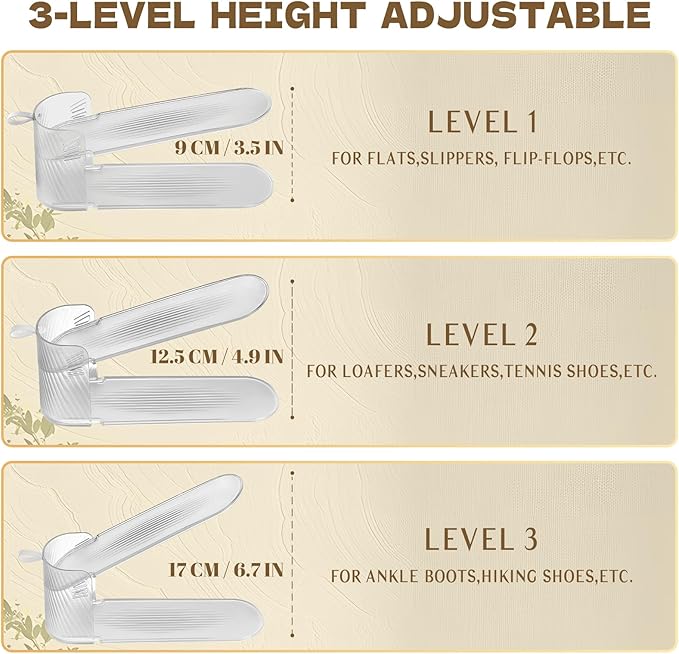 12Pack Clear Shoe Slots Organizer for Closet ,Adjustable Shoe Rack Holder Shoe Space Savers Shoe Racks for Closet Organization(Clear)-NeatNest