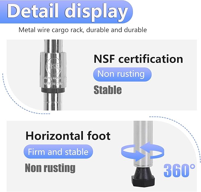 BestOffice Metal Garage Shelving 6 Tiers Garage Storage Shelves Heavy Duty 17”D x 12”W x 64”H Easy Assemble Wire Shelving NSF Certified Storage Shelves with Levling Feet for Home Garage Office, Chrome-NeatNest