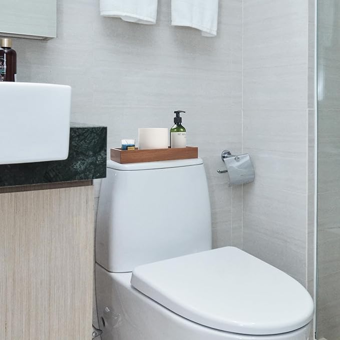 Bathroom Vanity Tray, Bathroom Tray for Counter, Acacia Wood Toilet Tank Tray for Organizing and Home Decor (11.8 x 4.5 x 1.6 inch)-NeatNest